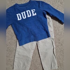 Toddler Boys 2pc Set Pants and Dude Sweatshirt Size 3T